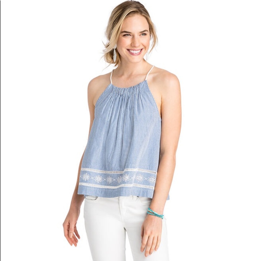 Vineyard Vines Sandbar Stripe Embroidered Top